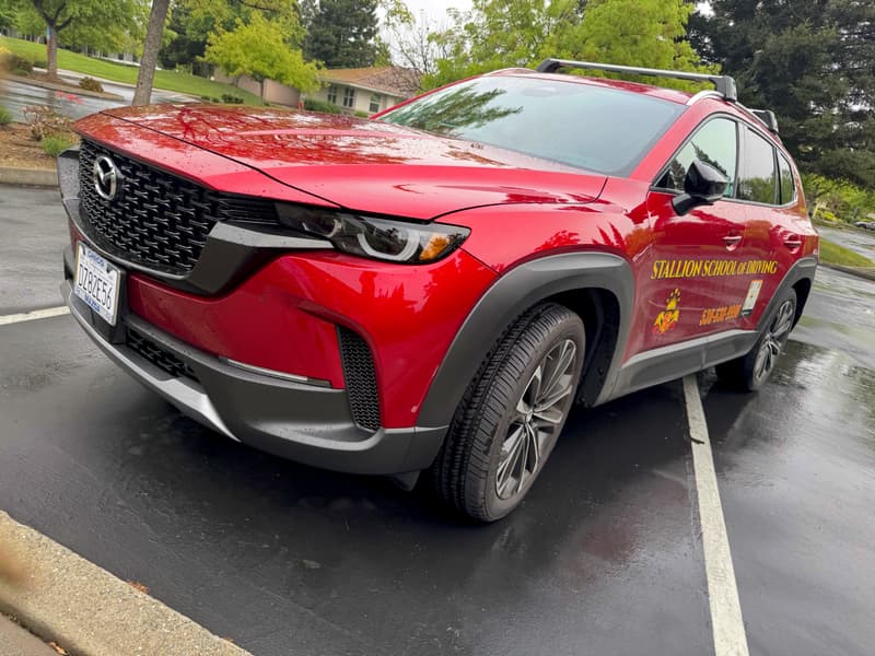 Stallion's red Mazda CX-50 dual-control training car
